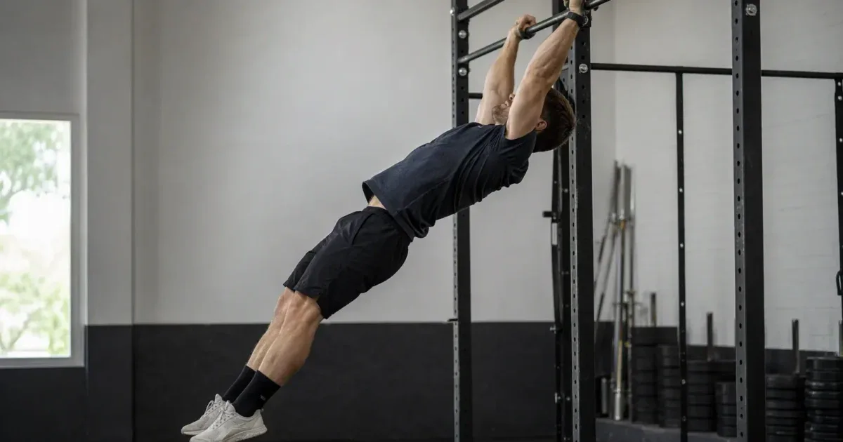 Kipping pull-up w pozycji arch na drążku