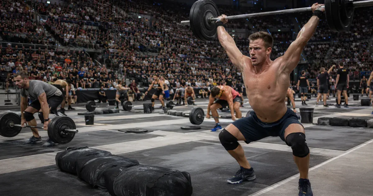 Zawodnik CrossFit w rwaniu podczas półfinałów