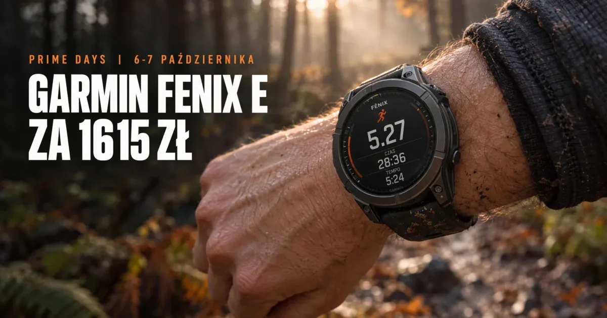 Prime Days październik 2026: Garmin Fenix E na nadgarstku biegacza, zegarek sportowy w promocji dla crossfitera